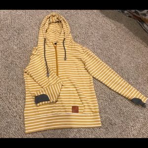 White and Yellow Striped Hoodie